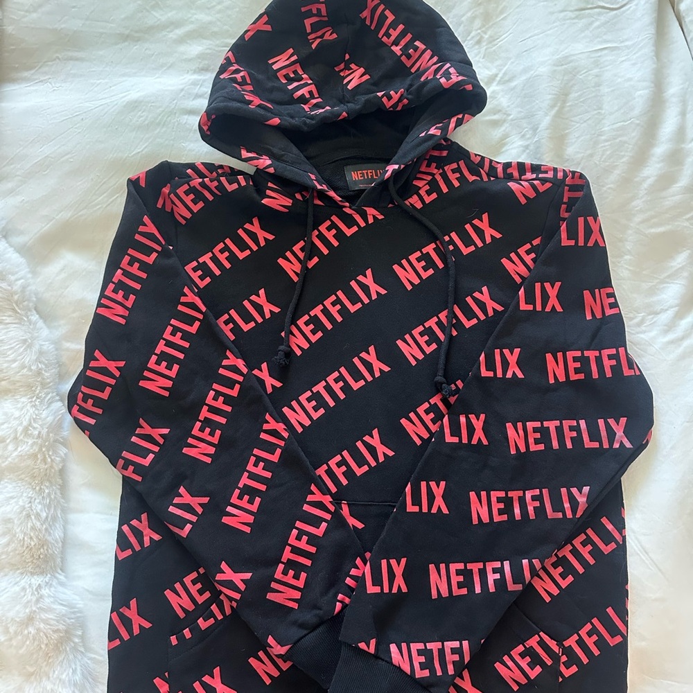 Netflix Black and Red Sweater with Bold Logo Design